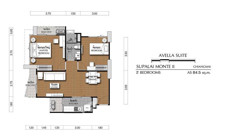 picture 2-BR 64 Sqm Condo For Sale, Supalai Monte 2 (Wat Ket) (ID 1387396) - 20/20
