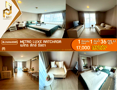 Condos for rent : DL26060085 Condo for rent, Metro Luxe Ratchada near MRT ห้วยขวาง, ready to move in, call urgently 0653619502 LineID @952jdxxk