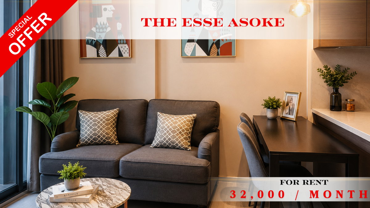 picture 💝🚆 Fully Furnished For Rent 📌 The ESSE Asoke (Line: @rent2022) | Near BTS Asoke & MRT Sukhumvit ✨Prime CBD Location ✨ 📌Code: A09449 - 1/6
