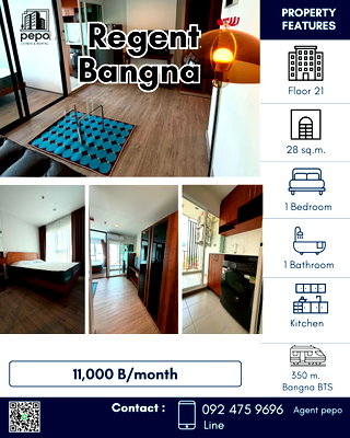 Condos for rent : 😊🙏 Regent Home Bangna💥Ready to move in. Price 11,000 baht