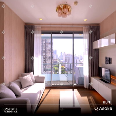 คอนโดให้เช่า : เช่าคอนโด 🎯Q Asoke 2นอน 75ตรม 52K ⭐ ยูนิตสวย ว่าง! ใกล้ MRT เพชรบุรี  