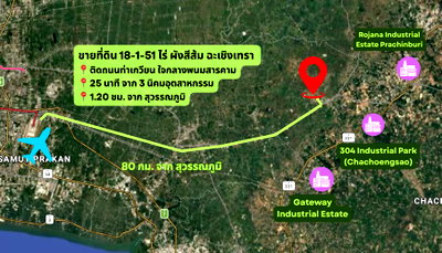 Land for sale Chachoengsao : Land for sale 📍 in the heart of Phanom, Chachoengsao, 29,406 sq.m., Near 3 industrial estates, 1.20 hrs. from Suvarnabhumi.