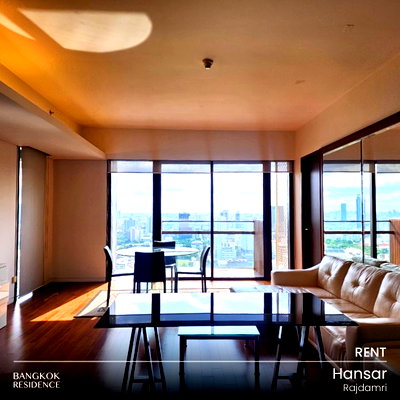 Condos for rent : Rental Condo 💎 Hansar Residences Bangkok, 2BR 107 sqm 100K ⛳🌳 Beautifully Decorated Unit with Sport Club View, Near BTS Ratchadamri 