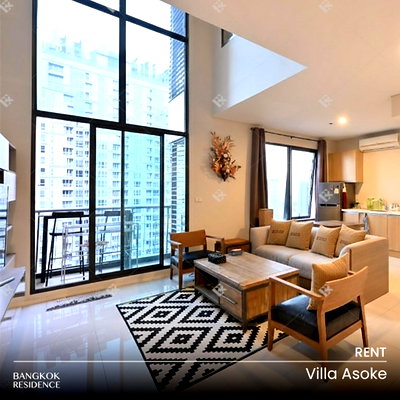 คอนโดให้เช่า : เช่าคอนโด 🌃 Villa Asoke  1นอน 80ตรม 45K 🔥 Hot! ยูนิตสวยพิเศษ ใกล้ MRT เพชรบุรี  