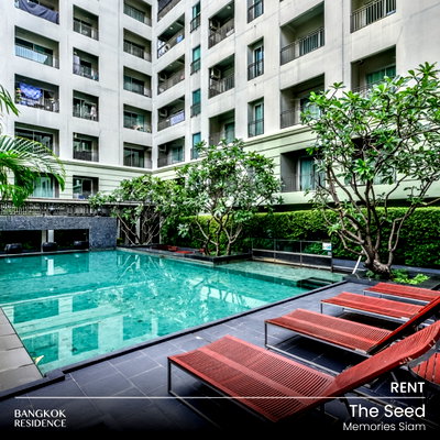 Condos for rent : Rental Condo 🌃 The Seed Memories Siam, 2BR 63 sqm, 35K 🛋️ Fully Furnished near BTS National Stadium 