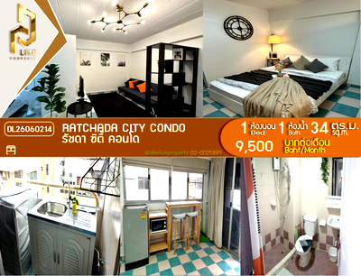 Condos for rent MRT Huai Khwang : DL26060214 Condo for rent, Ratchada City Condo near MRTห้วยขวาง, ready to move in, call urgently 0653619502 LineID @952jdxxk