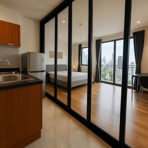 ST626/[เช่าด่วน] Villa Sathorn ชั้น 7 ห้อง Studio กว้าง 40 ตร.ม. กั้นห้องเป็นสัดส่วน ติด BTS กรุงธนบุรี เดินทางสะดวกมาก