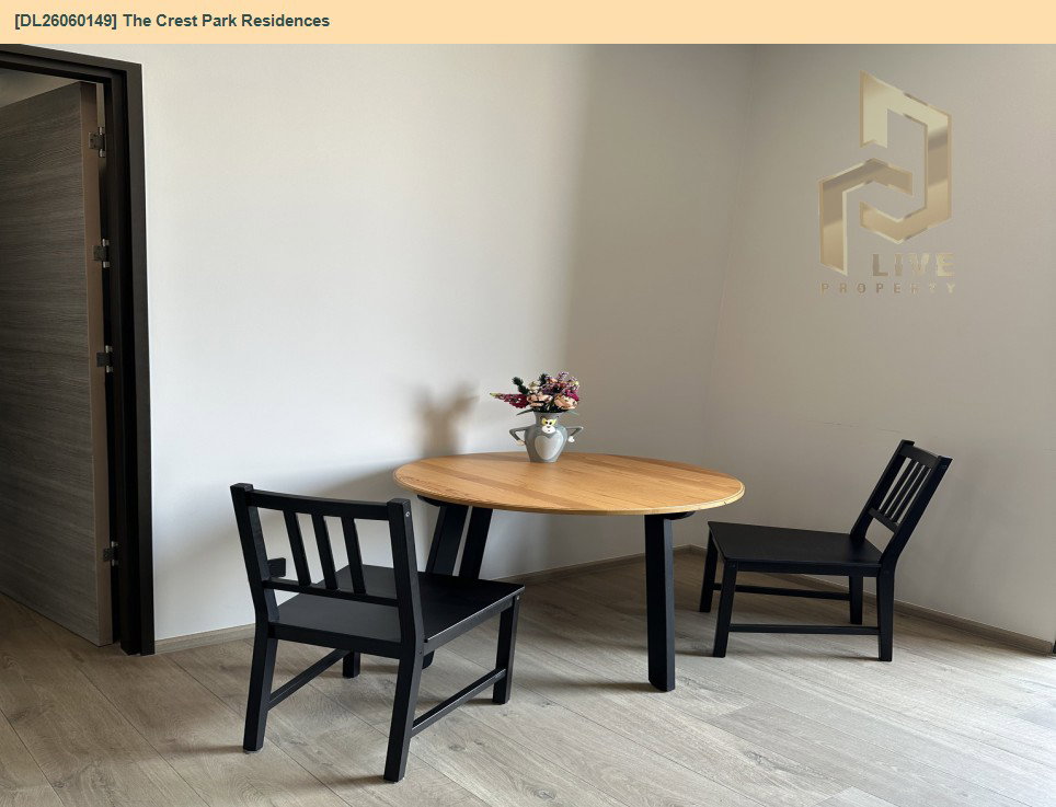 รูป DL26060149 ให้เช่าคอนโด เดอะ เครสท์ พาร์ค เรสซิเดนซ์  (The Crest Park Residences) ใกล้ MRT พหลโยธิน พร้อมเข้าอยู่ โทรด่วน 0638692663 LineID @952jdxxk - รูปที่ 3/6
