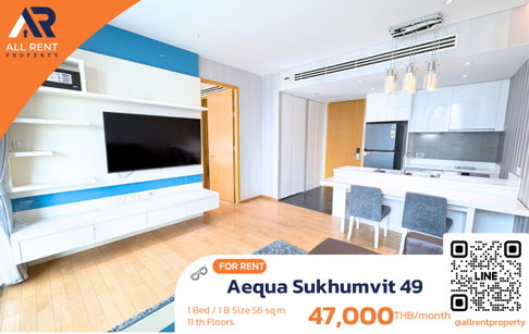 🔥 Aequa Sukhumvit 49, large 56 sq.m. unit near BTS Thonglor, only 47,000 THB ✨ 1 bedroom, 56 sq.m., 11th floor, spacious and comfortable, 