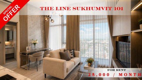 🍀🍀 Fully Furnished Condo for Rent 💝 📌 The Line Sukhumvit 101 (Line ID: @rent2022) 🚆 Near BTS Punnawithi ✨ Ready to Move In 🔖 Ref. A11564