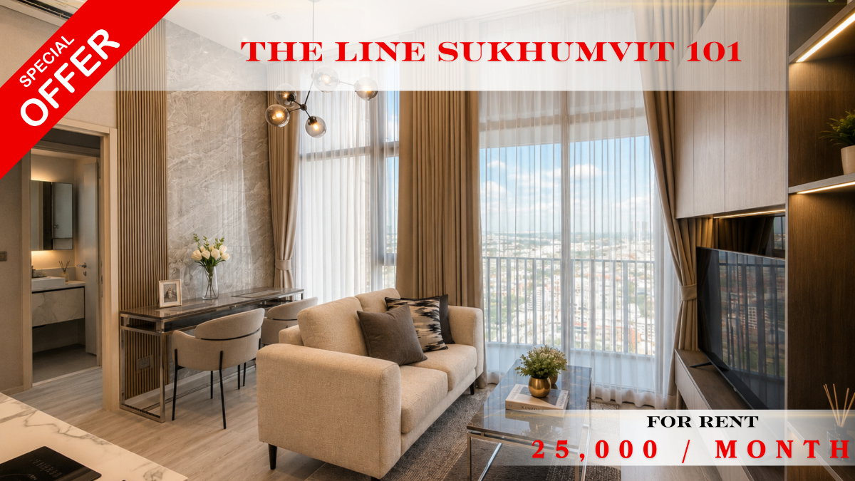 รูป 🍀🍀 Fully furnished💝 ให้เช่า📌 เดอะไลน์ สุขุมวิท 101 (Line: @rent2022) BTS ปุณณวิถี พร้อมเข้าอยู่ 🔖A11564 - รูปที่ 1/9