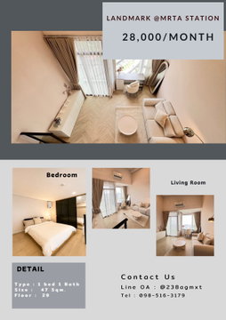 🔥ให้เช่า LANDMARK @RTA STATION RAMA9   ขนาด 47 ตรม ราคา 28,000/month 