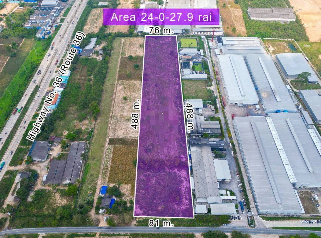 รูป ที่ดินอุตสาหกรรม ผังสีม่วงลายจุดขาว – นิคมพัฒนา ระยอง - รูปที่ 1/4