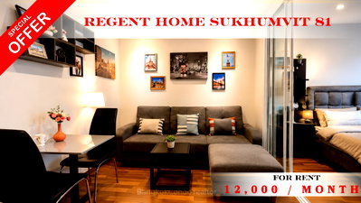 Condos for rent : 💝🚆 Fully Furnished For Rent 📌 Regent Home Sukhumvit 81 Condominium (Line: @rent2022) | Near BTS On Nut   Ready to Move In! ✨  📌 Ref Code: A11560