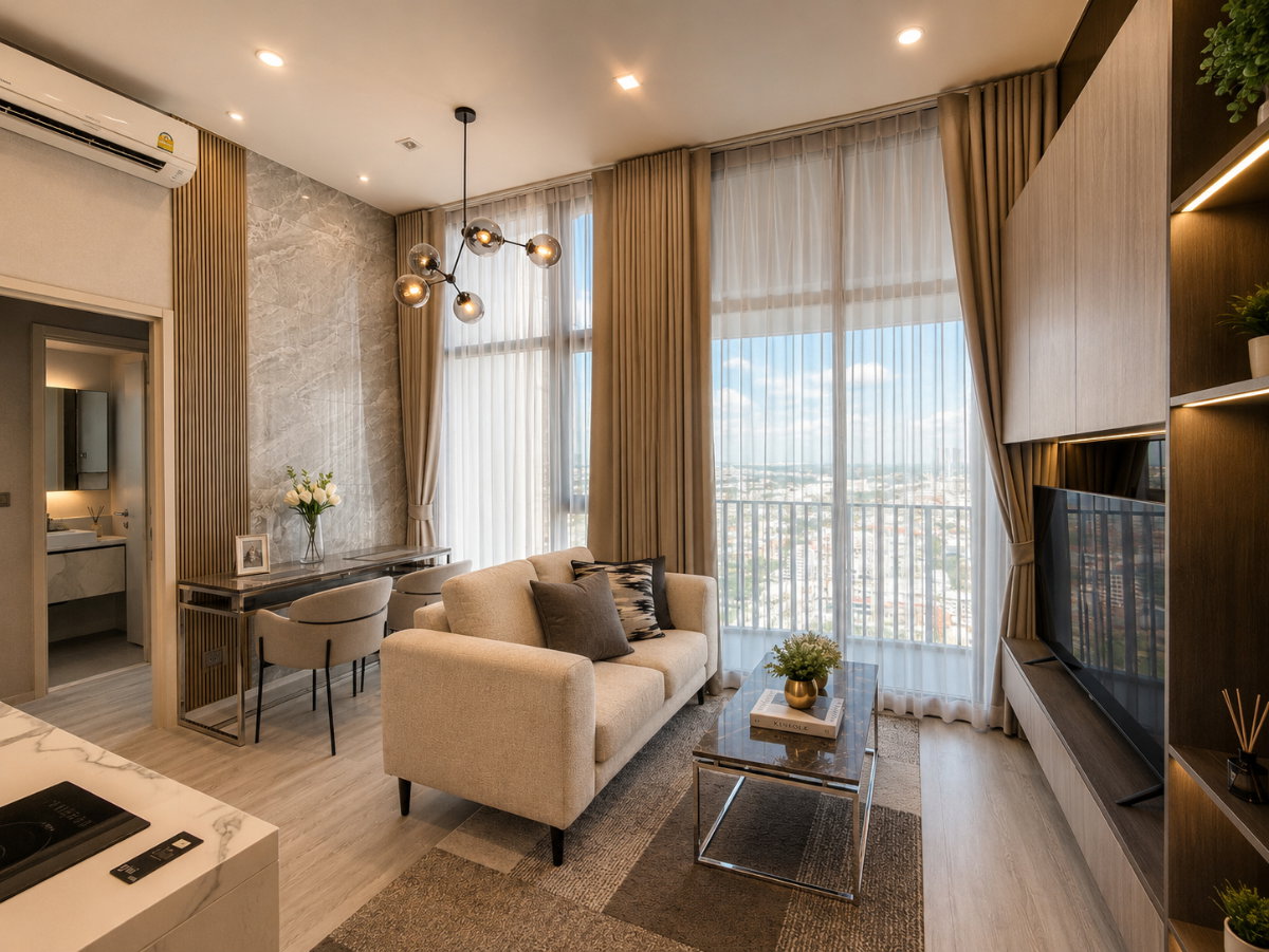 รูป 🍀🍀 Fully furnished💝 ให้เช่า📌 เดอะไลน์ สุขุมวิท 101 (Line: @rent2022) BTS ปุณณวิถี พร้อมเข้าอยู่ 🔖A11564 - รูปที่ 4/9