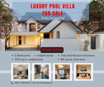 SS-113 🏡 Luxury Pool Villa for Sale - Ready to Move In 📍 Pruksa Thong Project, Chiang Mai