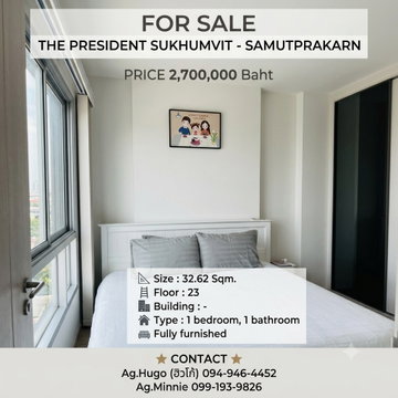 📣For Sale 🚅The President Sukhumvit - Samutprakarn (เดอะ เพรสซิเด้นท์ สุขุมวิท - สมุทรปราการ) 🏣 CH-045