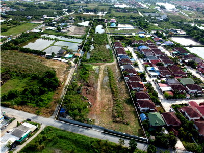 ที่ดิน ถนนประชาอุทิศ ทุ่งครุ : ขายที่ดินแขวงทุ่งครุ ใกล้รถไฟฟ้าสายสีม่วง 20ไร่2งาน60ตารางวา