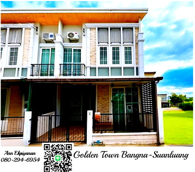 เช่าทาวน์โฮม สนามบินสุวรรณภูมิ : 🚩⭐🍀ให้เช่า โกลเด้น ทาวน์ บางนา-สวนหลวง แปลงมุม  บ้านสวยสไตล์อังกฤษที่มีนวัตกรรมครัวไทย และห้องนอนชั้นล่าง   ทำเลดี วิวไม่บล็อค บ้านไม่บัง 🧭