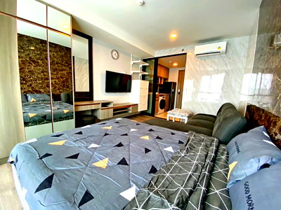 Condos for rent : P-2161 📍 KnightsBridge Collage Sukhumvit 107 🏙️ Modern studio condo with a city view, fully furnished and equipped with complete electrical 