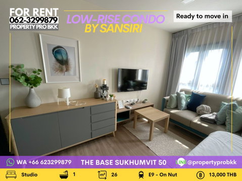 🌿 ให้เช่า The Base Sukhumvit 50 | ห้องสตูดิโอแต่งครบ ใกล้ BTS อ่อนนุช ✨ ห้องขนาดกะทัดรัด จัดสรรพื้นที่ลงตัว
