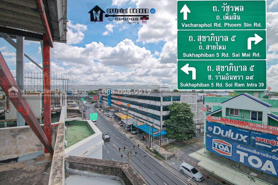 รูป ตึกแถว 4.5 ชั้น ติดถนนวัชรพล จอดรถได้ 3 คัน 20 ตรว. หน้ากว้าง 4 เมตร ( มีชั้นลอยและชั้นดาดฟ้า ) สุดยอดทำเลค้าขาย ใกล้ 5 แยกวัชรพล 350 ม. - รูปที่ 14/19