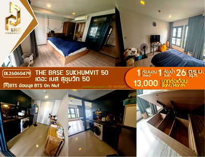 Condos for rent : DL26060479 Condo for rent, The Base Sukhumvit 50 near BTS On Nut, ready to move in, call urgently 0653619502 LineID @952jdxxk
