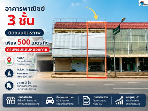 ขายอาคารพาณิชย์ทำเลทอง ย่านธุรกิจหนองคาย ใกล้ด่านพรมแดนเพียง 500 เมตร