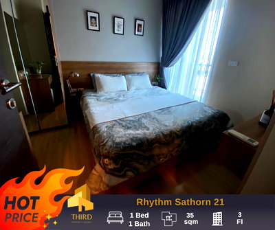 Condos for rent : 𝐑𝐡𝐲𝐭𝐡𝐦 𝐒𝐚𝐭𝐡𝐨𝐫𝐧 𝟐𝟏 ✨Fully furnished and electrical appliances. Ready to move in // If interested, contact LineID:@thirdproperty