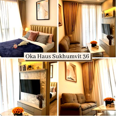 คอนโดให้เช่า : 🔥ว่างพร้อมเข้าอยู่🔥#NOP504  🏢 Oka Haus Sukhumvit 36 แอดไลน์นัดชมห้อง🌸