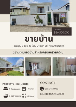Urgent Sale (Moving on abord): Beautiful house ready to use, 60 Sqw. Minimal Style by Renos, Seri Village, Ramkhamhaeng - Rama 9.