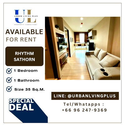 Condos for rent Shrewsbury International School : ( UL2606113 ) ✨Tel/Line 096-2479369✨ FOR RENT RHYTHM SATHORN 1 BEDROOM 1 BATHROOM Size 35 SQ.M. New Renovation!