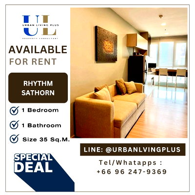 Condos for rent Shrewsbury International School : ( UL2606114 ) ✨Tel/Line 096-2479369✨ FOR RENT RHYTHM SATHORN 1 BEDROOM 1 BATHROOM Size 35 SQ.M. New Renovation!