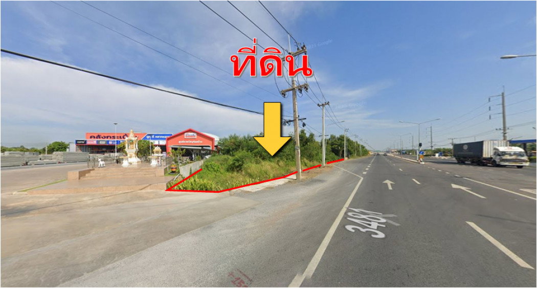 รูป ให้ เช่าที่ดิน 9 ไร่ ติดถนนใหญ่ 3481 บ้านสร้าง จ.ปราจีนบุรี ทำเลเด่นตรงข้าม PTT เหมาะคลังสินค้า โกดัง และธุรกิจริมทาง - รูปที่ 1/5