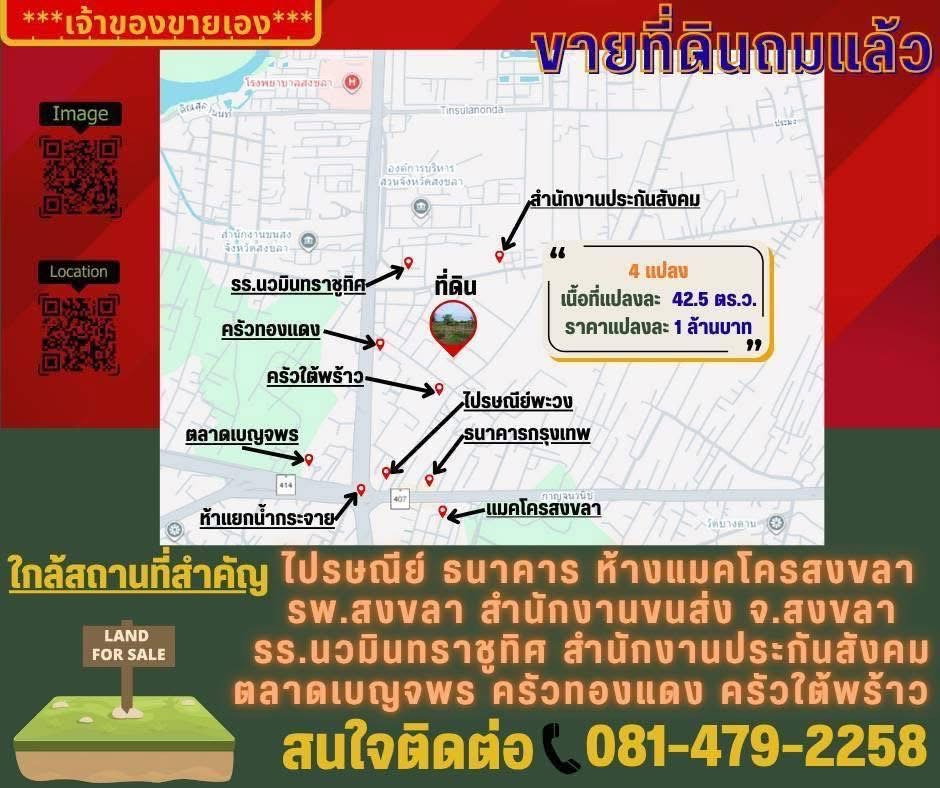 รูป ขายที่ดินถมแล้ว 4 แปลง เนื้อที่แปลงละ 42.5 ตร.ว. ราคาแปลงละ 1 ล้านบาท - รูปที่ 2/5