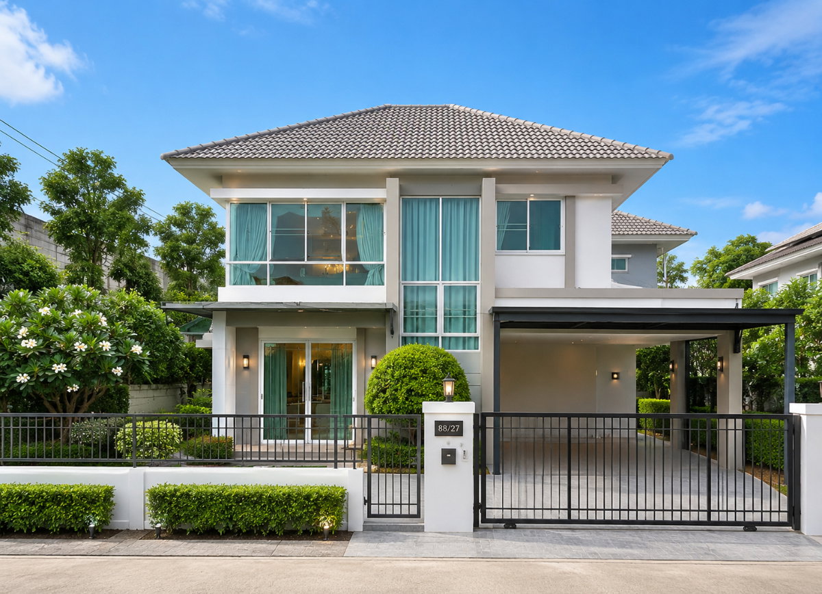 รูป ให้เช่าบ้านเดี่ยวหลังใหญ่หลังมุม 4 นอน ม.คาซ่าวิลล์ สวนเสือ ศรีราชา - รูปที่ 1/35