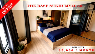 Condos for rent : 📍 The Base Sukhumvit 50 Condominium 🚆 Conveniently located near BTS On Nut 🏠 Ready to Move In  🔖 Property Code: A11649