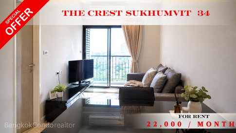ððð Rare Unit âĪïļâðĨ For Rent ð The Crest Sukhumvit 34 ðļ ð Near BTS Thong Lo ðē Line: @rent2022 âĻ Ready to Move In ð Property Code: A01666
