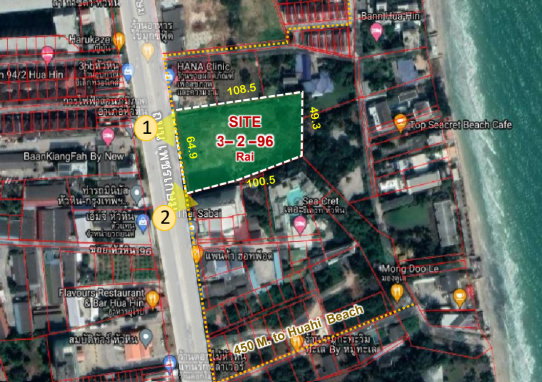 รูป ขายที่ดิน เจ้าของขายเอง หัวหิวติดถนนเพชรเกษม ใกล้หาด เนื้อที่ 3-2-96 ไร่ - รูปที่ 3/8