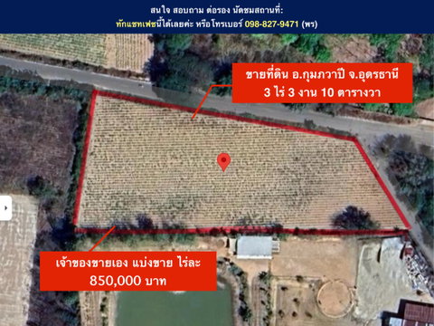 Land for Sale in Udon Thani, Kumphawapi (850,000 Baht)