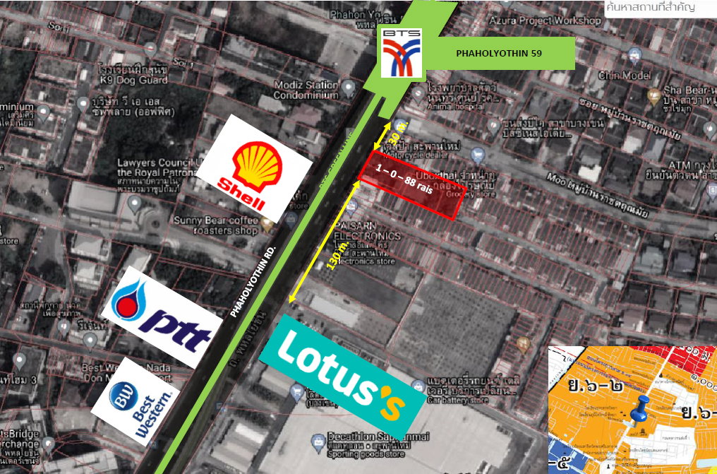 รูป ขายที่ดินติด BTS พหลโยธิน 59 เพียง 30 เมตร | 488 ตร.ว. ผังสีส้ม ย.6 | ทำเลลงทุนใจกลางโซนสะพานใหม่ - รูปที่ 3/7