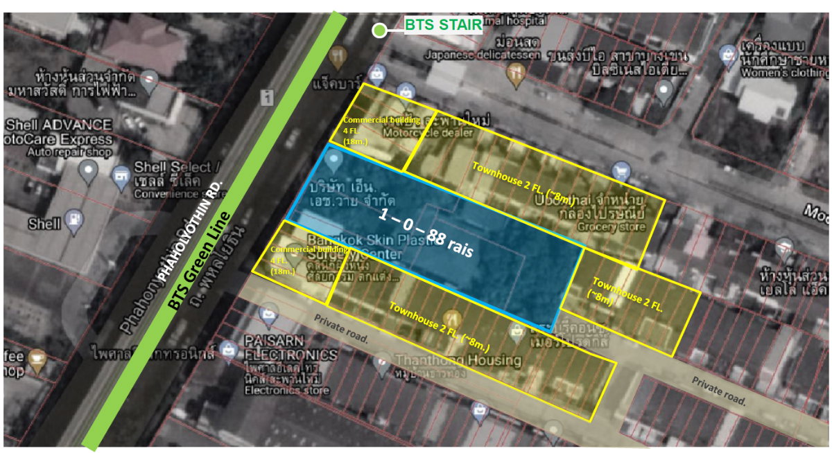 รูป ขายที่ดินติด BTS พหลโยธิน 59 เพียง 30 เมตร | 488 ตร.ว. ผังสีส้ม ย.6 | ทำเลลงทุนใจกลางโซนสะพานใหม่ - รูปที่ 2/7