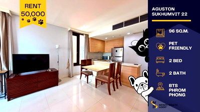 Condos for rent : 🐶 Pet-friendly 2BR in Phrom Phong ✨ Soak in a 180° city-view bathtub 🛁 Near BTS & EmQuartier, luxury living awaits 🌆