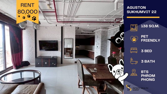 รูปภาพ 🐾 3BR Pet-Friendly ใกล้ BTS พร้อมพงษ์ 🌿 วิวสวนเบญจสิริ ห้องใหญ่ 138 ตร.ม. อยู่ได้ทั้งครอบครัว 🏡 เพียง 80,000/เดือน ✨