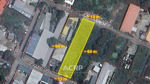 ขายที่ดินเปล่า ติดถนน 2 ด้าน ซอยศรีด่าน 3/3 ใกล้รถไฟฟ้าสายสีเหลือง เหมาะทำที่อยู่อาศัยหรือทำโกดัง