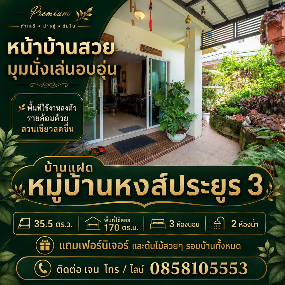 รูป ขายบ้านแฝด หมู่บ้านหงส์ประยูร 3 ราคาดีที่สุดในโครงการ บ้านสวย รายล้อมด้วยต้นไม้นานาพันธุ์ ร่มรื่นน่าอยู่มากๆ - รูปที่ 3/83