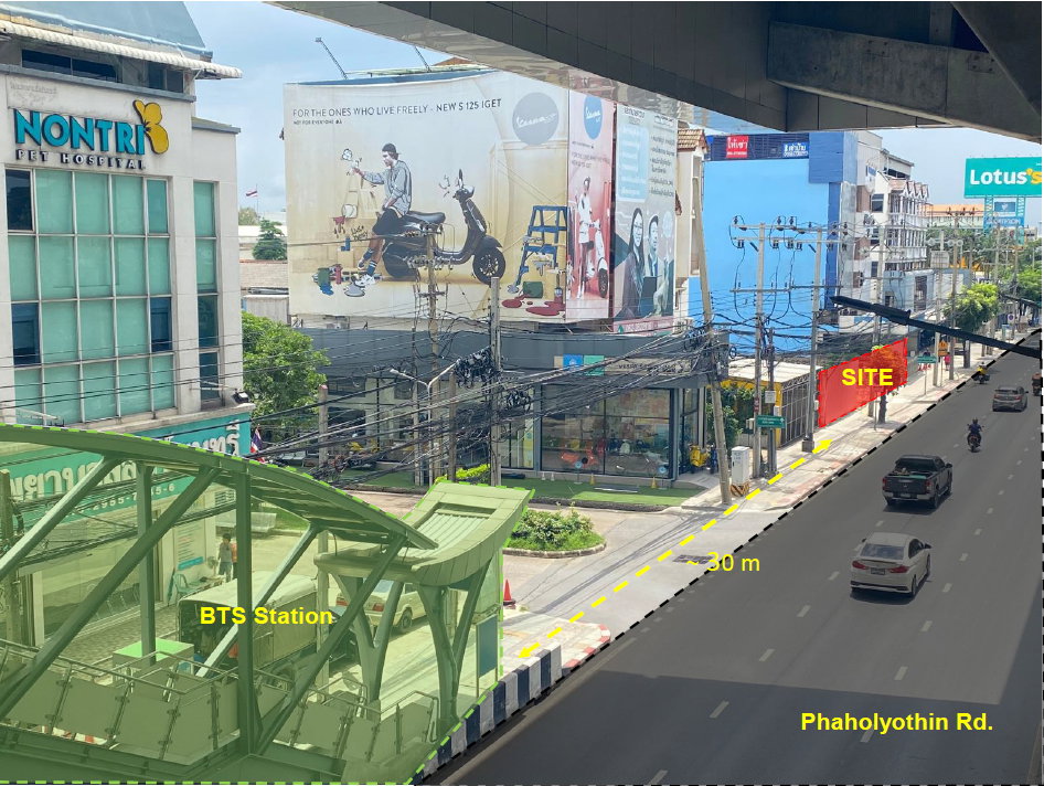 รูป ขายที่ดินติด BTS พหลโยธิน 59 เพียง 30 เมตร | 488 ตร.ว. ผังสีส้ม ย.6 | ทำเลลงทุนใจกลางโซนสะพานใหม่ - รูปที่ 1/7