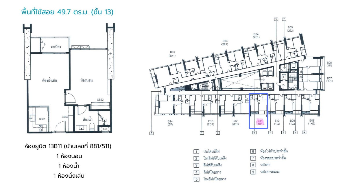 picture Sale! Chao Phraya Riverside Condominium "Wan Vayla Na Chaopraya" 49.70 sq.m. Unit 13B11  - 3/7