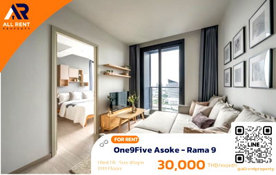 Condos for rent : 🔥 One9Five Asoke - Rama 9: Large, high-floor unit in the heart of the New CBD, only 30,000 THB! ✨ 1 bedroom, 43 sq.m.,  31st floor, ready to move in.