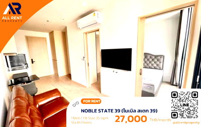 Condos for rent : 🔥 Noble State 39 - Luxurious Studio Condo in the heart of Phrom Phong, only 27,000 THB! ✨ 35 sq.m., 12A floor,  ready to move in.